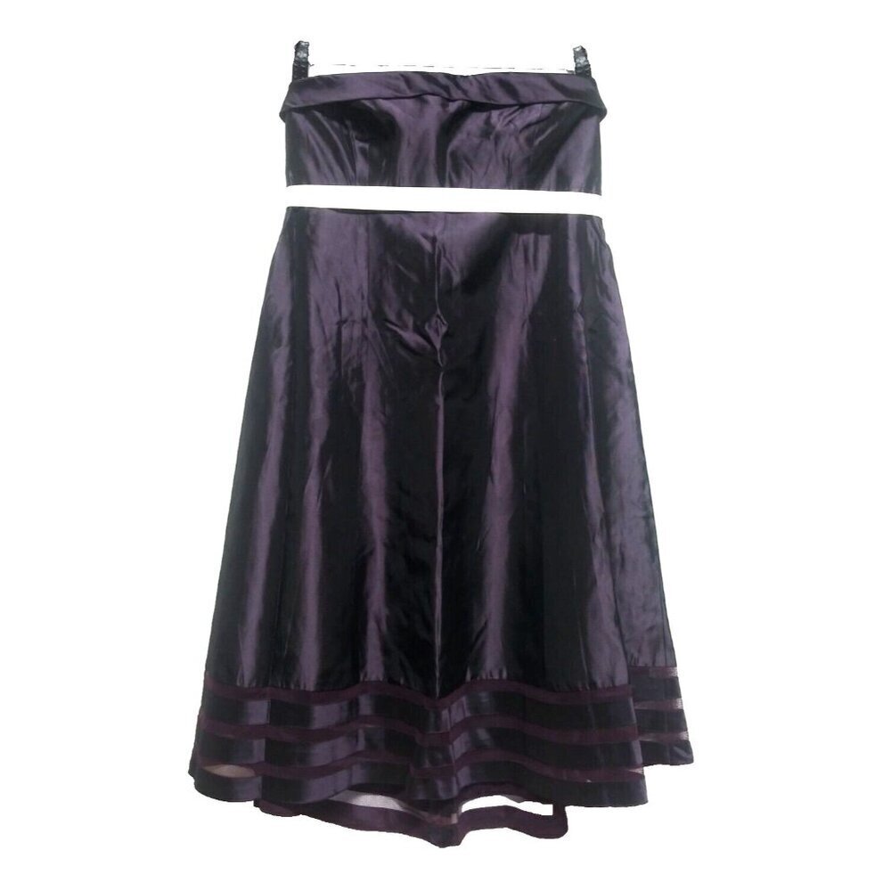 Vera Wang Womens Cocktail Dress Sz 10 Strapless Violet Purple bow fit flare EUC